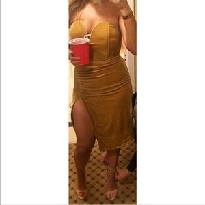 Burnt yellow velvet dress